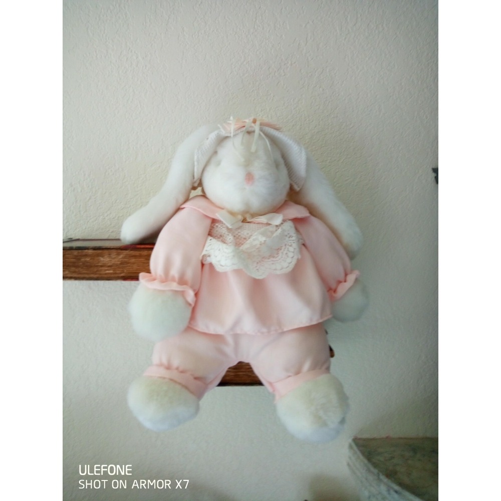Vintage Rabbit Plush Chrisha Playful Plush Easter Bunny Stuffed Animal 1988 rare